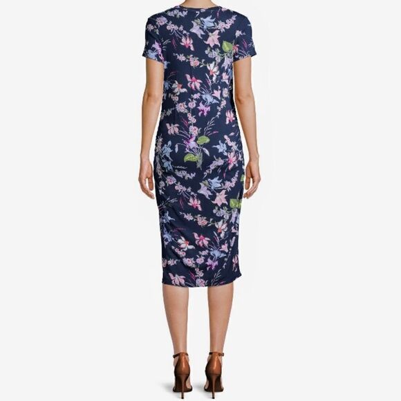 𝅺NWT Time and Tru Floral Midi Maternity Dress - Picture 4 of 7